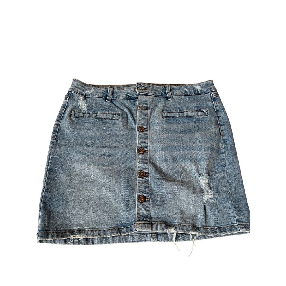 Sincerely Jules Denim Blue Jean Distressed Mini Skirt Women's Size 11/30